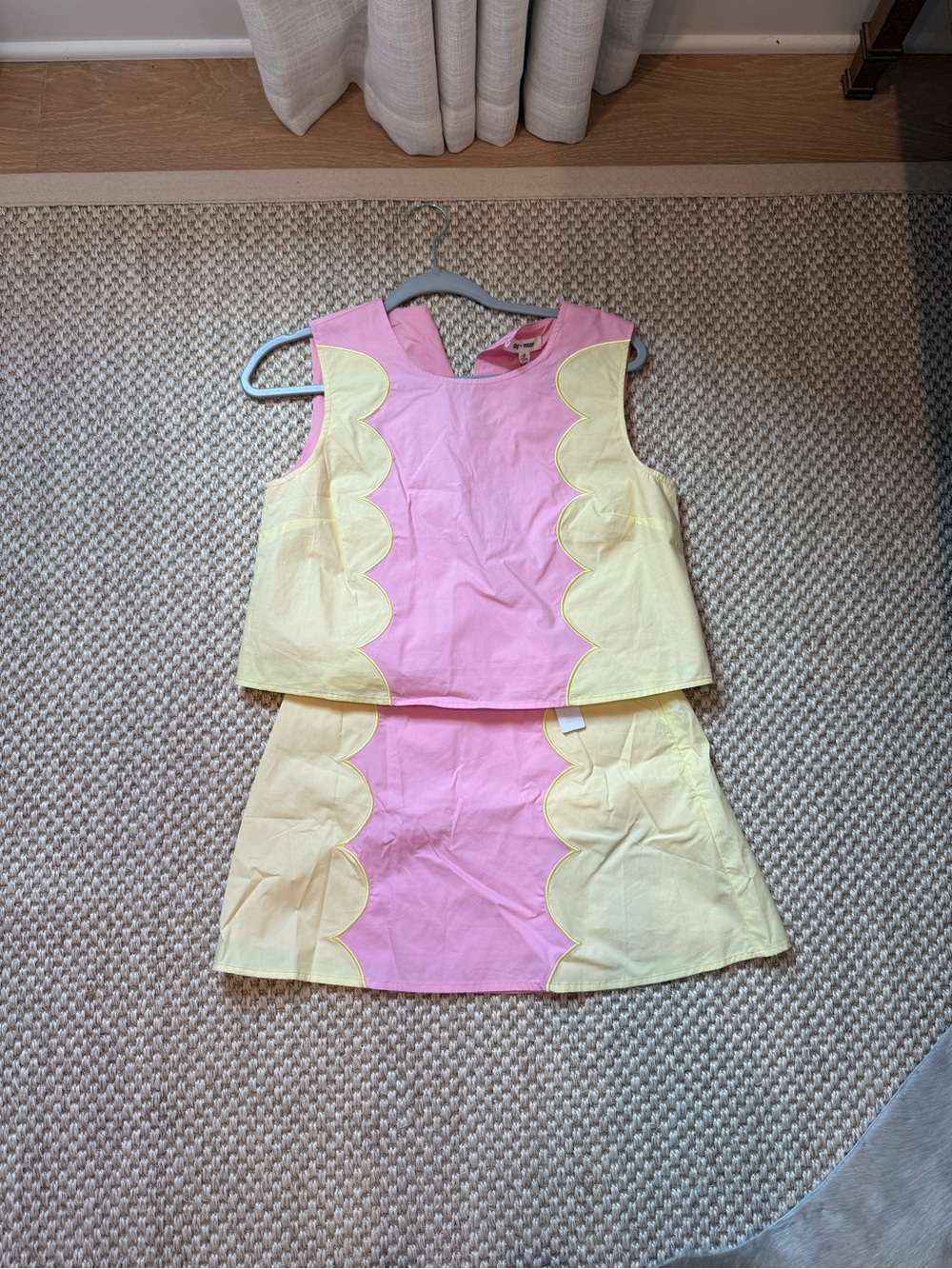 Pink and Yellow Scalloped Two-Piece Set